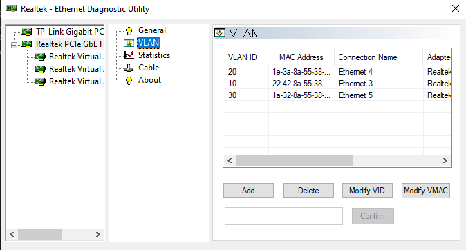 Realtek Ethernet Diagnostic Utility