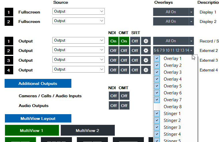Output 2 overlay checkboxes