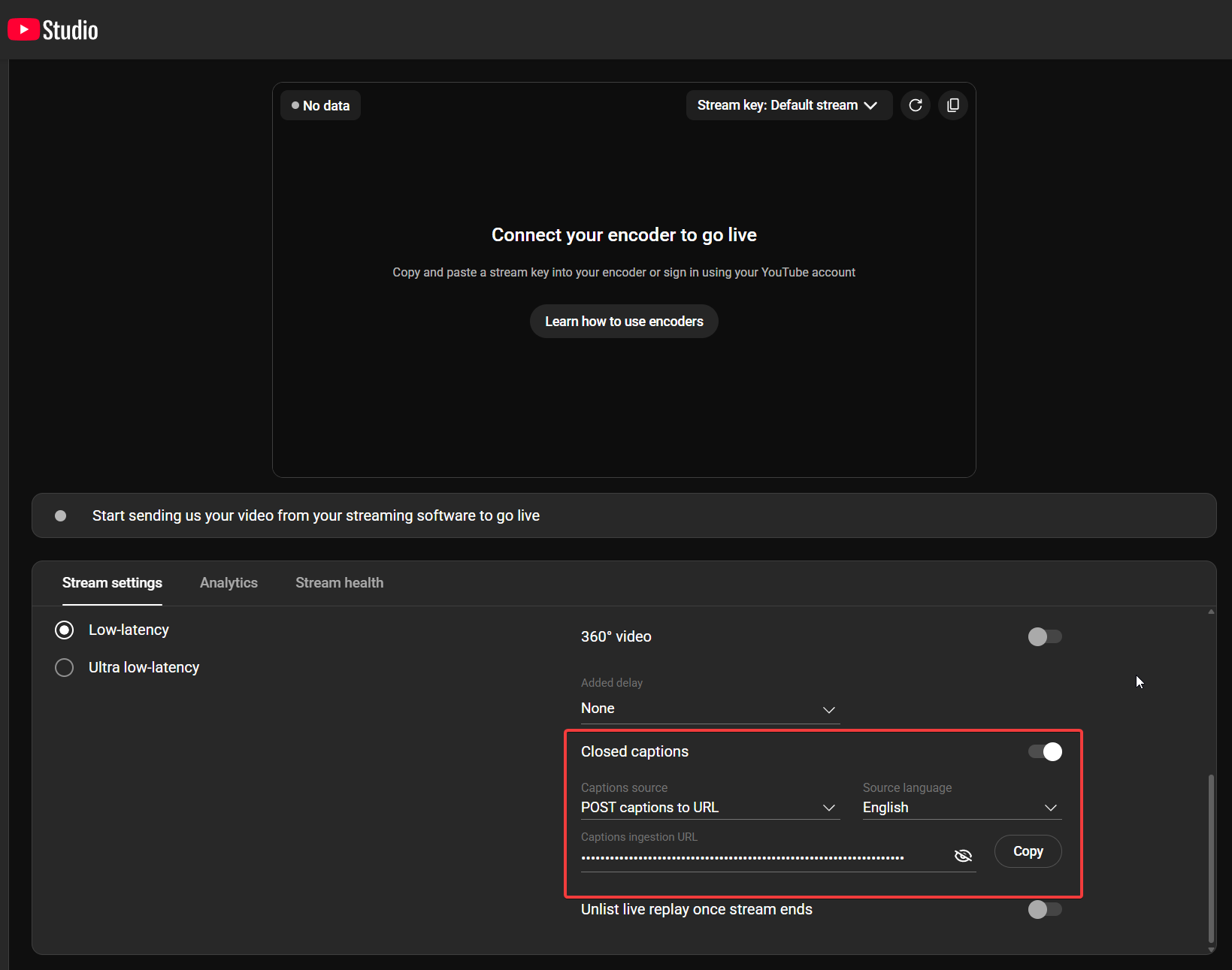 YouTube Studio captions setup