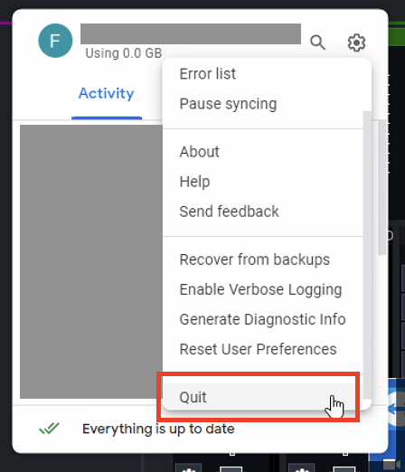 Quit Google Drive